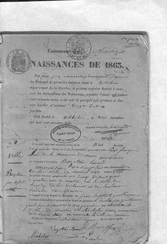 Naissances, mariages, décès (1863-1870)