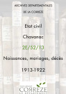 Naissances, mariages, décès (1913-1922).
