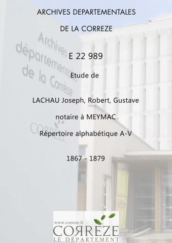 Répertoire alphabétique : A-V