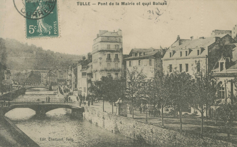 Tulle : "Tulle - Pont de la mairie et quai Baluze".