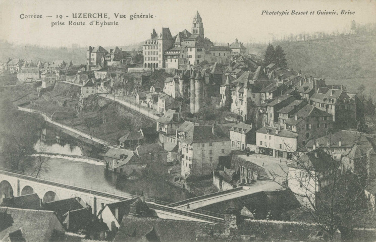 Uzerche : "Corrèze -19 - Uzerche, vue générale prise route d'Eyburie".