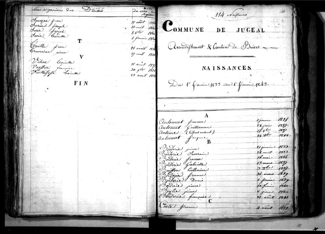 Tables décennales des décès (1833-1842)
