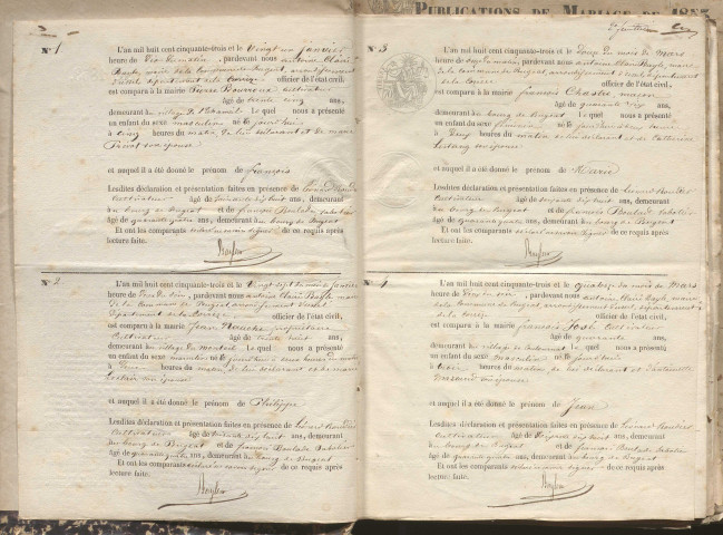 Naissances, mariages, décès (1853-1862)
