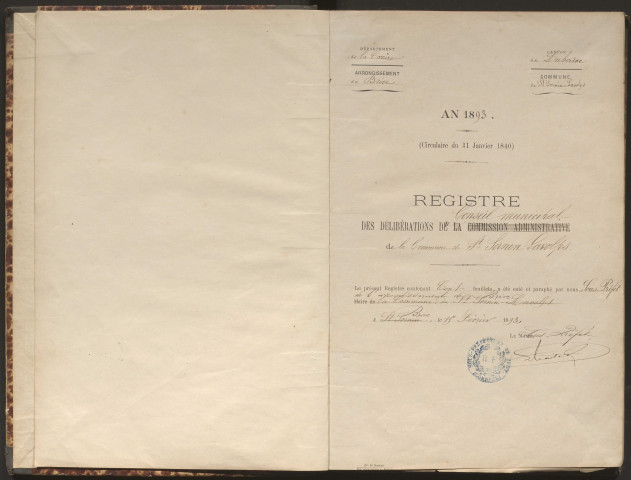 Délibérations du conseil municipal. 26 février 1893-18 septembre 1904