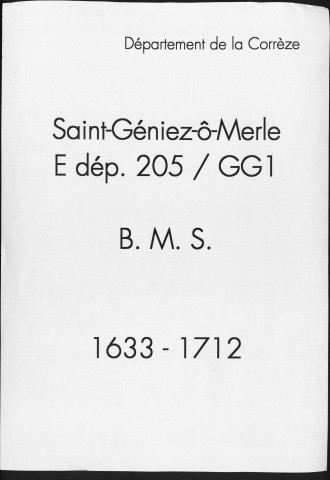 Baptêmes, mariages, sépultures (1633-1712)