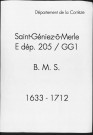Baptêmes, mariages, sépultures (1633-1712)