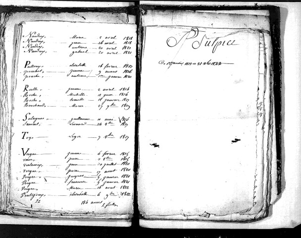 Tables décennales des décès (1813-1822)