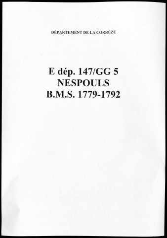 Baptêmes, mariages, sépultures (1779-1792)