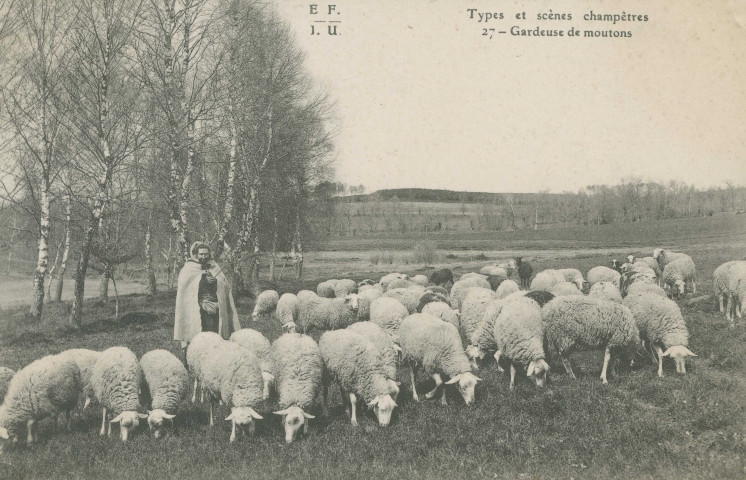 Folklore : "Types et scènes champêtres - 27 - Gardeuse de moutons".