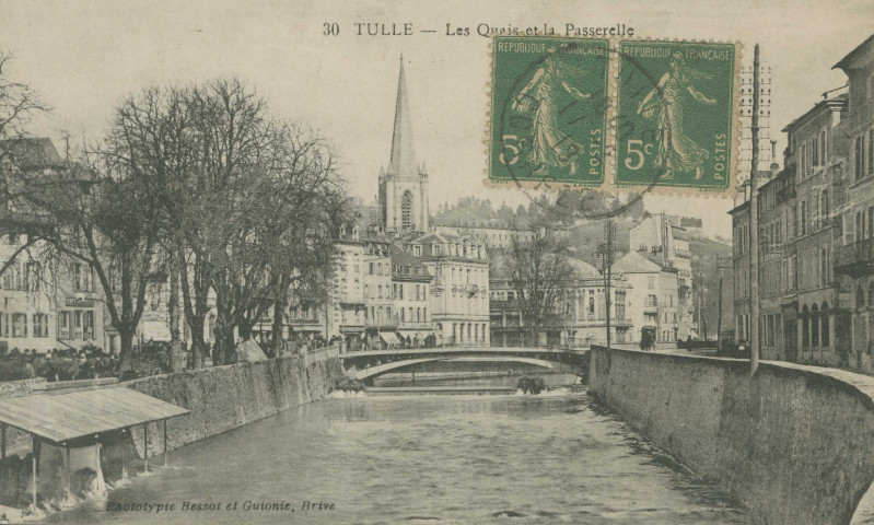 Tulle : "30 Tulle - Les quais et la passerelle".