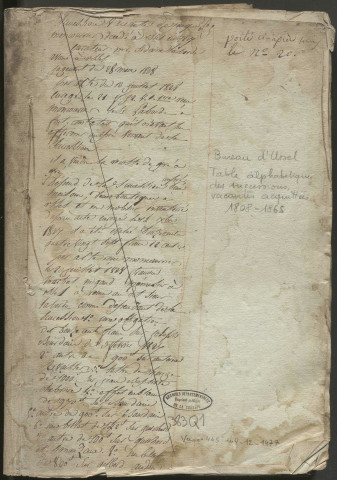 Table alphabétique des successions vacantes acquittées