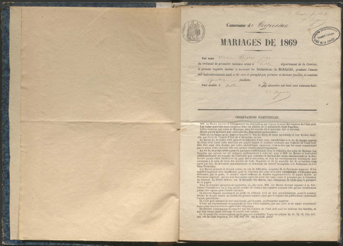 Mariages (1869-1881)