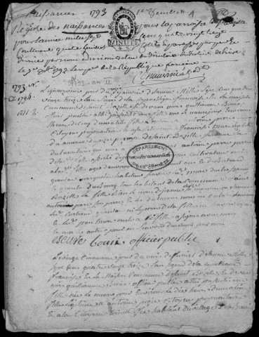 Naissances, mariages, décès (1793-1802)