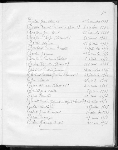 Tables décennales des naissances (1943-1952)