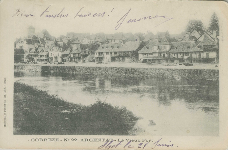 Argentat : "Corrèze - N°22. Argentat - Le vieux port".