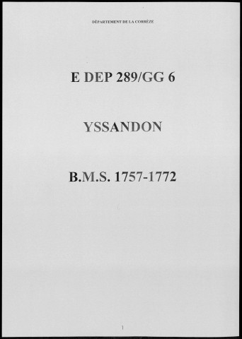 Baptêmes, mariages, sépultures (1757-1772)