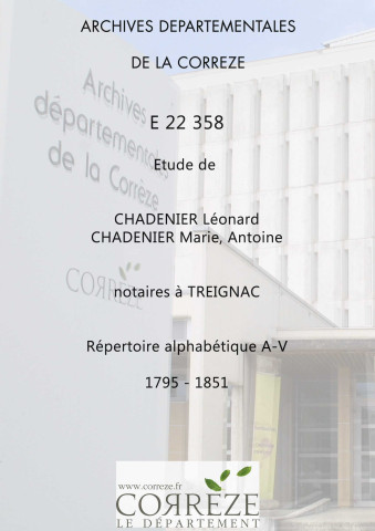 Répertoire alphabétique : A-V