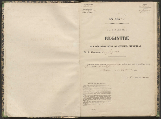 Délibérations du conseil municipal. 17 mai 1853-11 novembre 1866