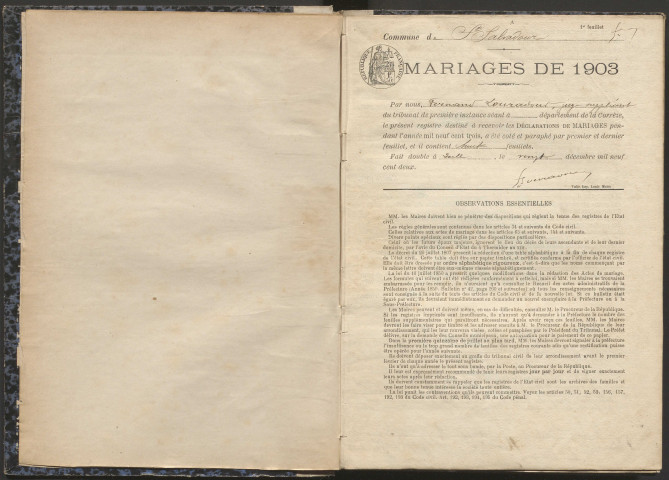 Mariages (1903-1921).