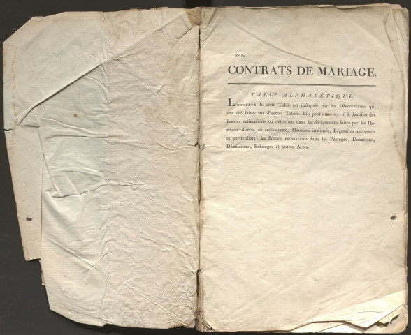 Table des contrats de mariage par le nom des maris