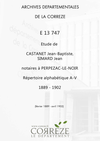 Répertoire alphabétique : A-V