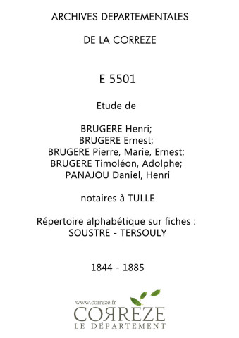 Répertoire alphabétique sur fiches : Soustre-Tersouly