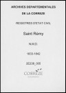 Naissances, mariages, décès (1833-1842)