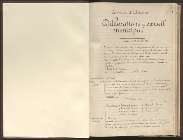 Délibérations du conseil municipal. 22 décembre 1929-16 septembre 1945
