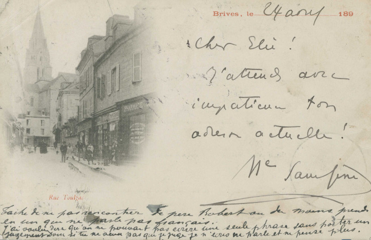 Brive-la-Gaillarde : "Brives, le .....189. - Rue Toulzac".