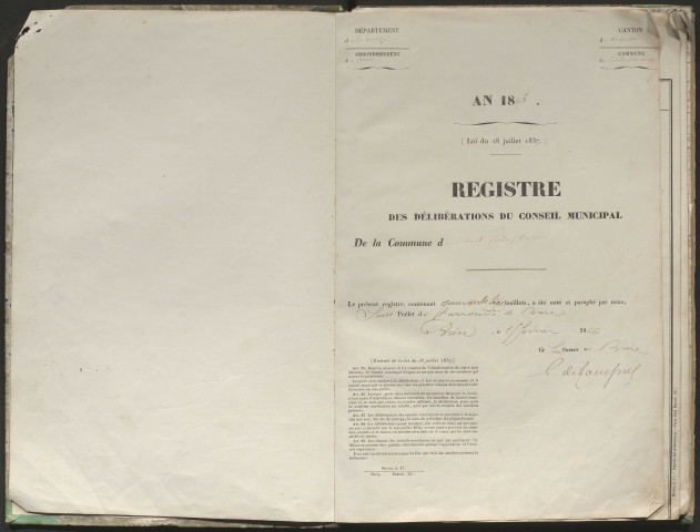 Délibérations du conseil municipal. 21 janvier 1866-16 mars 1873