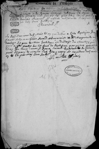 Baptêmes, mariages, sépultures (1670-1703)