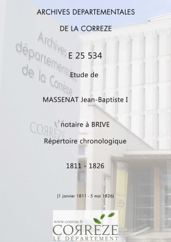 Répertoire chronologique : 1 janvier 1811-5 mai 1826
