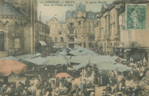 Brive-la-Gaillarde : "10. Corrèze. - Brive. - Le grand marché place de l'Hôtel-de-ville.".