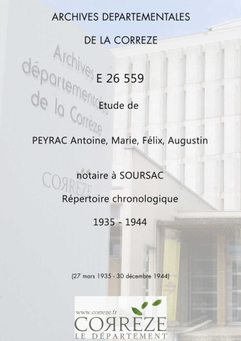 Répertoire chronologique : 27 mars 1935-30 décembre 1944