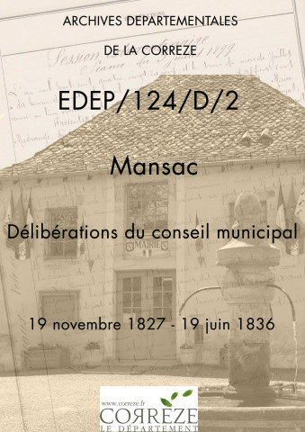 Délibérations du conseil municipal. 19 novembre 1827-19 juin 1836