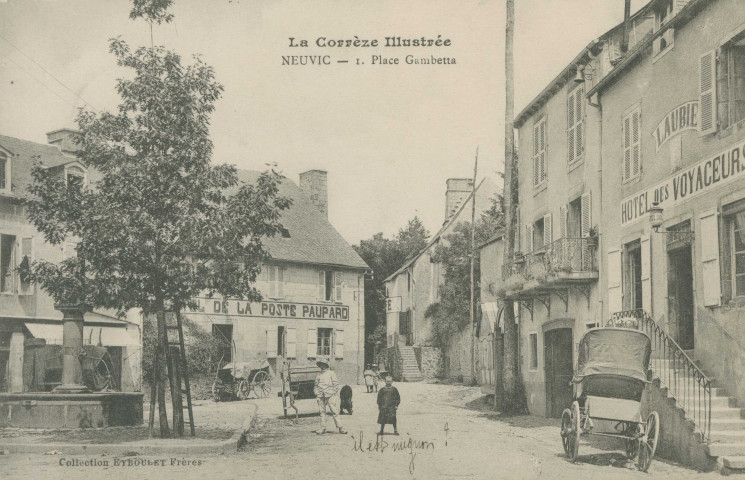 Neuvic : "La Corrèze illustrée - Neuvic - 1. Place Gambetta".