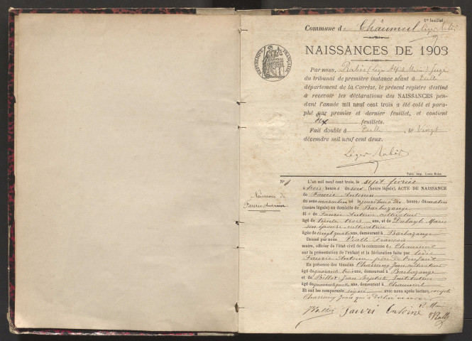 Naissances (1903-1921).