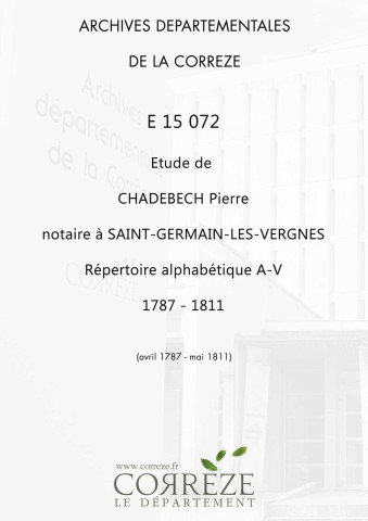 Répertoire alphabétique : A-V