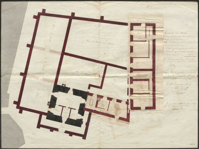 Construction : correspondance, devis, rapports ; projet consistant à réunir les prisons au couvent des carmes (1812)
