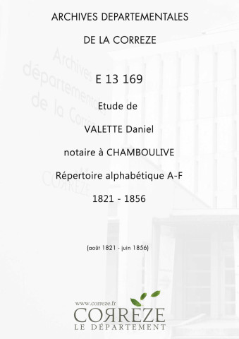 Répertoire alphabétique : A-F