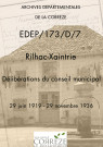 Délibérations du conseil municipal. 29 juin 1919-29 novembre 1936