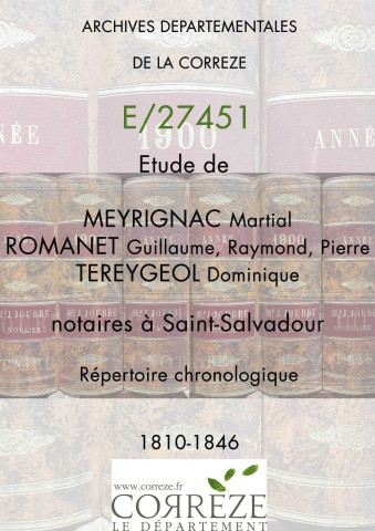 Répertoire chronologique : 1er octobre 1810-28 décembre 1846
