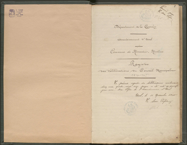 Délibérations du conseil municipal. 18 décembre 1910-28 novembre 1945