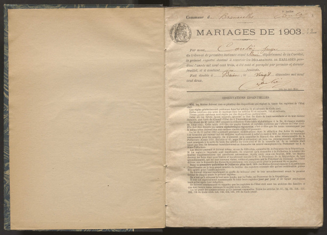 Mariages (1903-1932).