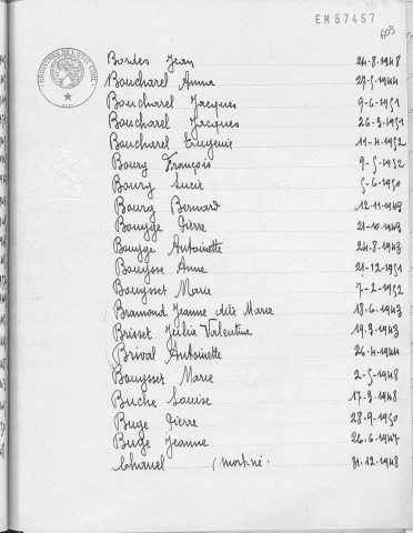 Tables décennales des décès (1943-1952)