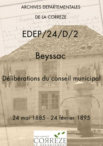 Délibérations du conseil municipal. 24 mai 1885-24 février 1895