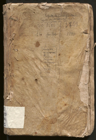 Délibérations du conseil municipal. 1er novembre 1789-14 juillet 1790