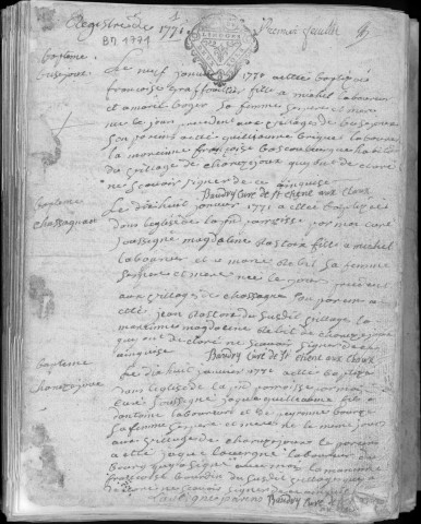 Baptêmes, mariages, sépultures (1771-1792)