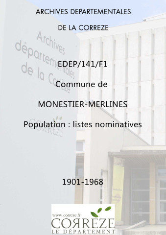 Population : listes nominatives. 1901-1968