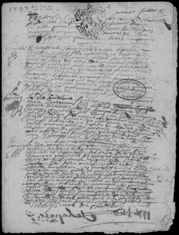 Baptêmes, mariages, sépultures (1743-1792)